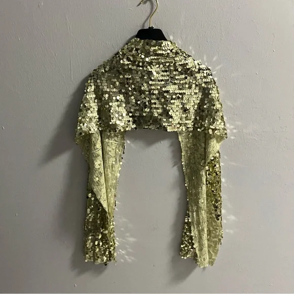 Gold Sequin Embellished Scarf Shawl Wrap - Picture 6 of 10
